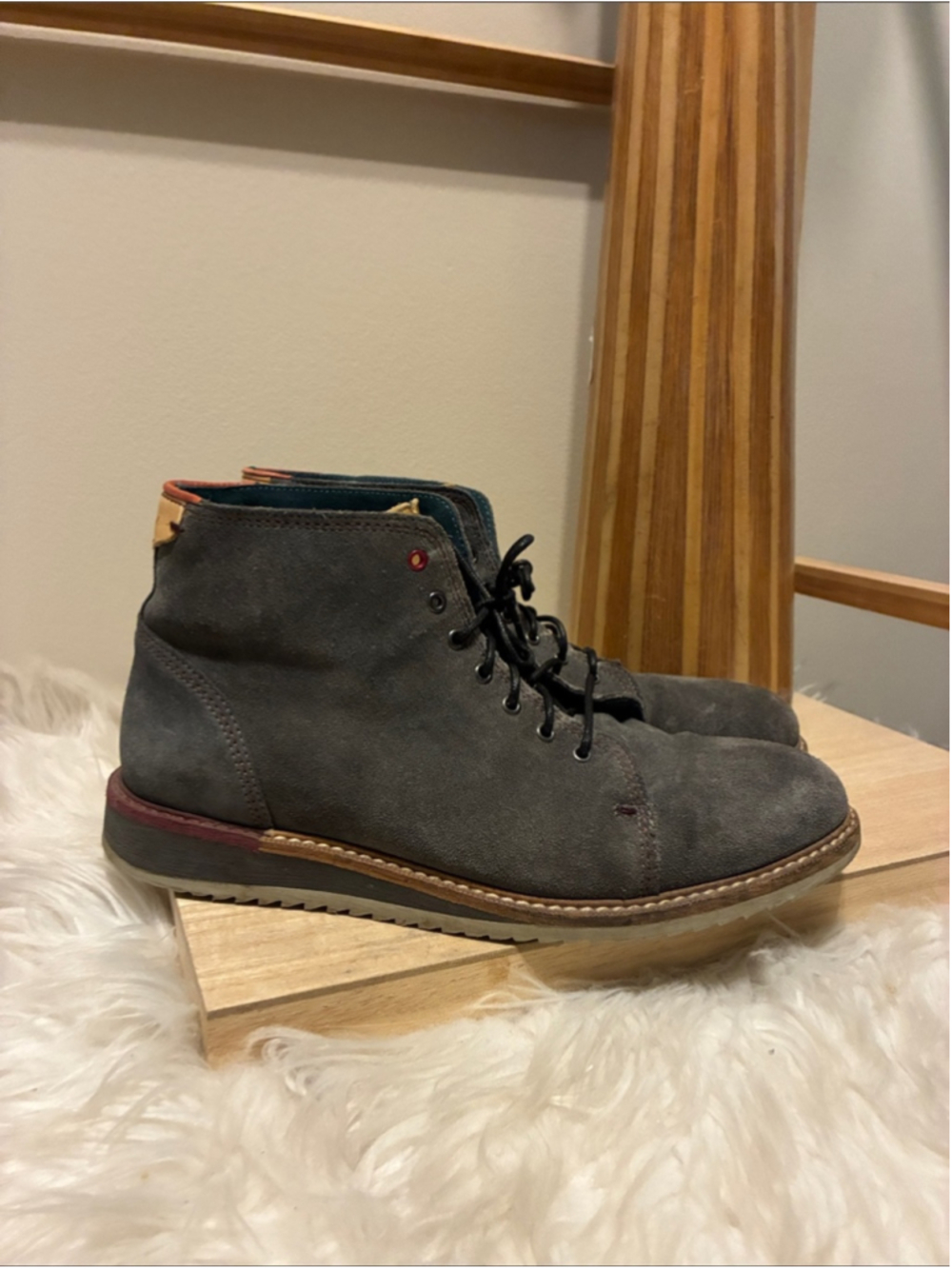 Ted Baker London Gray Suede Chukka Boots with Contrast Trim